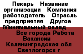 Пекарь › Название организации ­ Компания-работодатель › Отрасль предприятия ­ Другое › Минимальный оклад ­ 12 300 - Все города Работа » Вакансии   . Калининградская обл.,Светлогорск г.